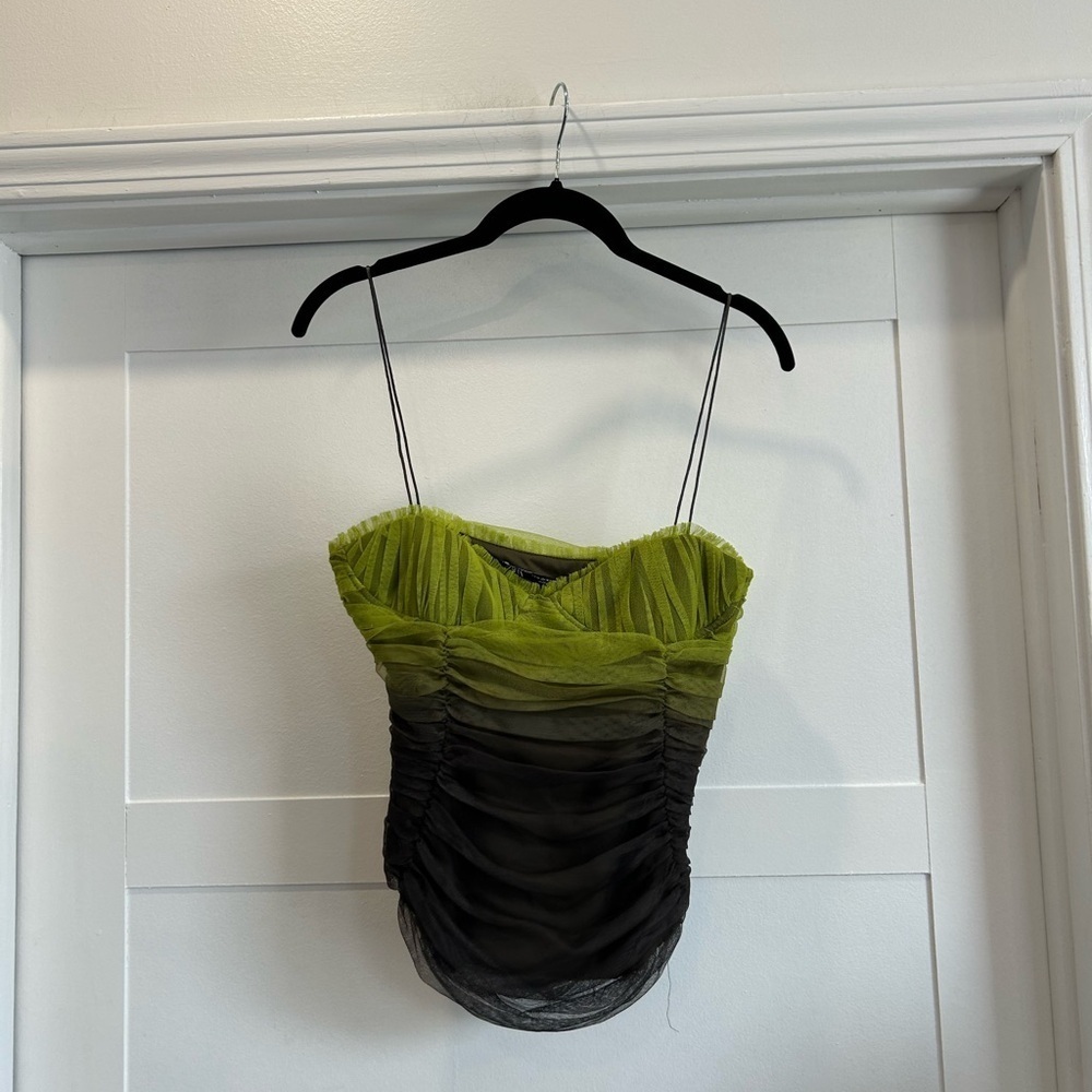 Zara mesh Green and Black ombré Top size M - Picture 1 of 4